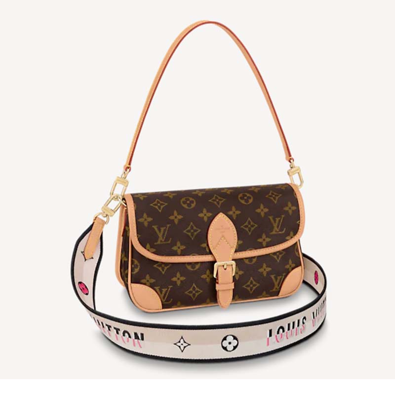 Louis Vuitton LV Women Diane Satchel Brown Monogram Coated Canvas Textile Lining Handbag