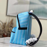 Louis Vuitton LV Unisex Discovery Backpack Gradient Blue Damier Stripes Coated Canvas