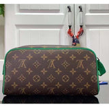 Louis Vuitton LV Unisex Dopp Kit Toilet Pouch Monogram Macassar Coated Canvas Clutch
