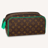 Louis Vuitton LV Unisex Dopp Kit Toilet Pouch Monogram Macassar Coated Canvas Clutch