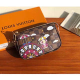 Louis Vuitton LV Women Double Zip Pochette in Monogram Coated Canvas Clutch
