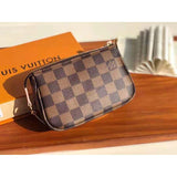 Louis Vuitton LV Women Double Zip Pochette in Monogram Coated Canvas Clutch