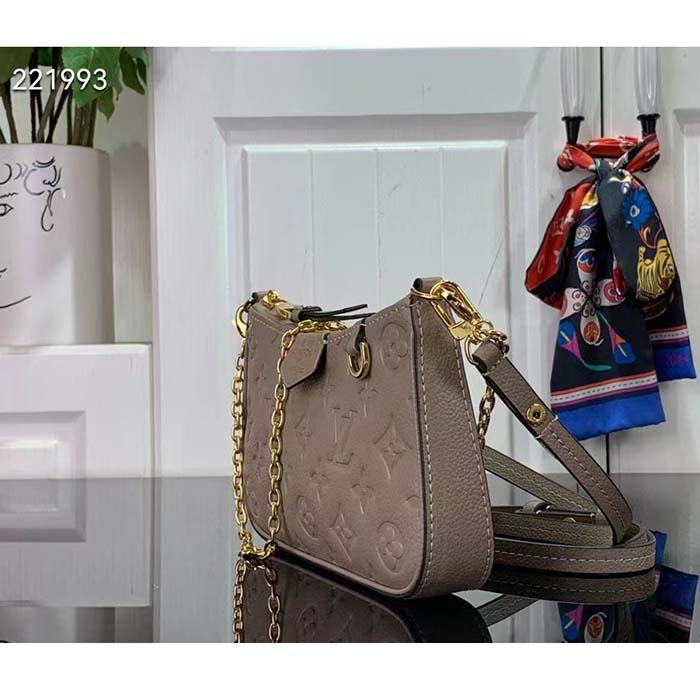 Louis Vuitton LV Women Easy Pouch On Strap Beige Embossed Monogram Empreinte Cowhide Leather Clutch