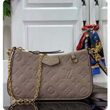 Louis Vuitton LV Women Easy Pouch On Strap Beige Embossed Monogram Empreinte Cowhide Leather Clutch