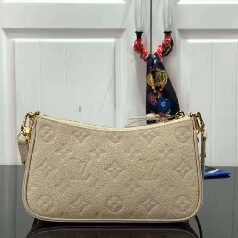 Louis Vuitton LV Women Easy Pouch On Strap White Monogram Supple Grained Cowhide Clutch