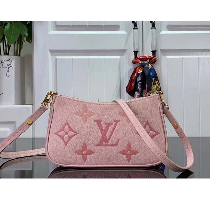 Louis Vuitton LV Women Easy Pouch Pink Monogram Empreinte Embossed Supple Grained Cowhide Clutch