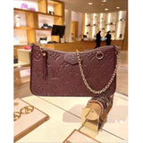 Louis Vuitton LV Women Easy Pouch Wine Red Monogram Empreinte Embossed Grained Cowhide Leather Clutch
