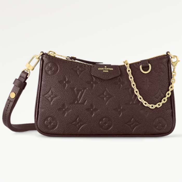 Louis Vuitton LV Women Easy Pouch Wine Red Monogram Empreinte Embossed Grained Cowhide Leather Clutch