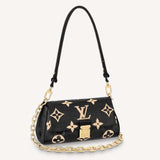 Louis Vuitton LV Women Favorite Tourterelle Black Beige Monogram Empreinte Embossed Supple Grained Cowhide Handbag