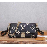 Louis Vuitton LV Women Favorite Tourterelle Black Beige Monogram Empreinte Embossed Supple Grained Cowhide Handbag