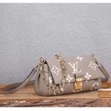 Louis Vuitton LV Women Favorite Tourterelle Gray Cream Monogram Empreinte Embossed Supple Grained Cowhide Handbag