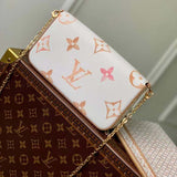 Louis Vuitton LV Women Félicie Pochette Beige Monogram Coated Canvas Microfiber Lining Clutch