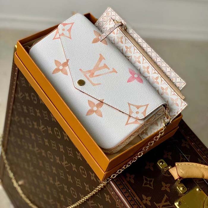 Louis Vuitton LV Women Félicie Pochette Beige Monogram Coated Canvas Microfiber Lining Clutch