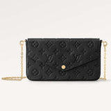 Louis Vuitton LV Women Félicie Pochette Black Monogram Empreinte Embossed Supple Grained Cowhide Clutch