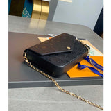 Louis Vuitton LV Women Félicie Pochette Black Monogram Empreinte Embossed Supple Grained Cowhide Clutch