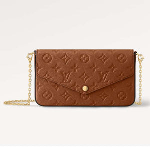 Louis Vuitton LV Women Félicie Pochette Brown Monogram Empreinte Embossed Supple Grained Cowhide Clutch