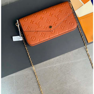 Louis Vuitton LV Women Félicie Pochette Brown Monogram Empreinte Embossed Supple Grained Cowhide Clutch