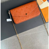 Louis Vuitton LV Women Félicie Pochette Brown Monogram Empreinte Embossed Supple Grained Cowhide Clutch