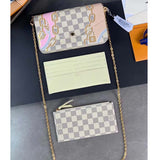 Louis Vuitton LV Women Félicie Pochette Damier Azur Coated Canvas Cotton Clutch