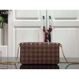 Louis Vuitton LV Women Félicie Pochette Damier Ebene Coated Canvas Pink Monogram Flowers Clutch