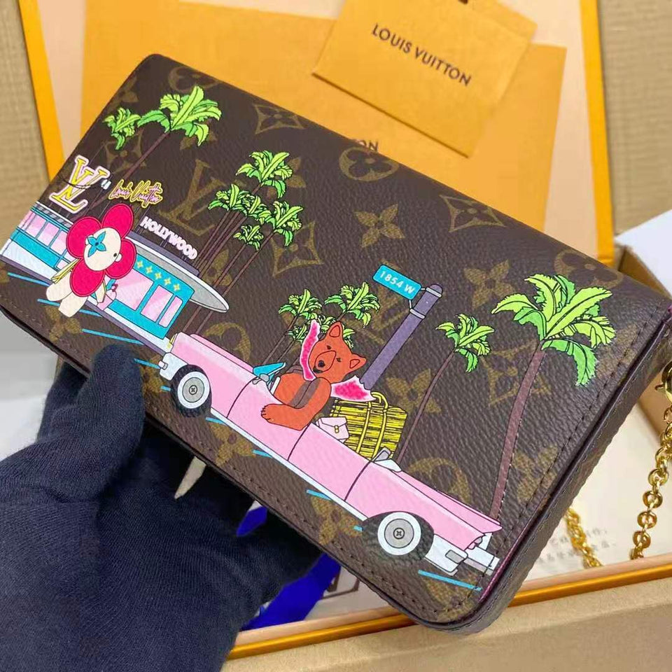 Louis Vuitton LV Women Félicie Pochette Fuchsia Pink Monogram Coated Canvas Clutch