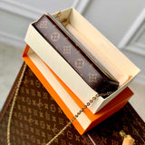 Louis Vuitton LV Women Félicie Pochette Pink Brown Monogram Coated Canvas Clutch