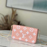 Louis Vuitton LV Women Félicie Pochette Pink Cream Monogram Empreinte Embossed Supple Grained Cowhide Clutch