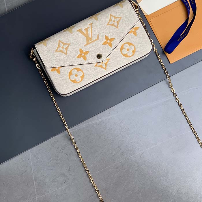Louis Vuitton LV Women Félicie Pochette Pink Monogram Empreinte Embossed Supple Grained Cowhide Clutch