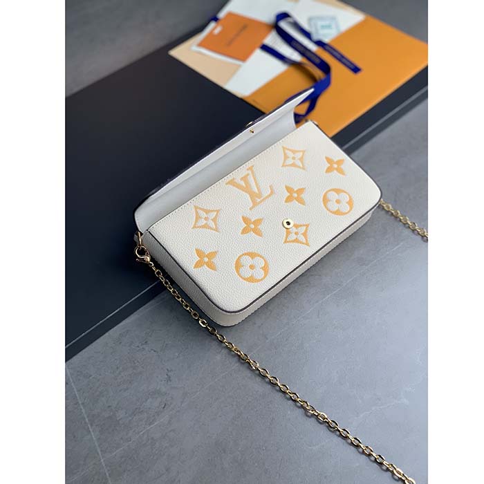Louis Vuitton LV Women Félicie Pochette Pink Monogram Empreinte Embossed Supple Grained Cowhide Clutch