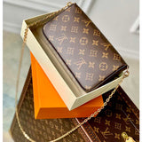 Louis Vuitton LV Women Félicie Pochette Yellow Brown Monogram Coated Canvas Clutch