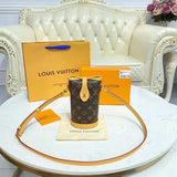 Louis Vuitton LV Women Fold Me Pouch Brown Monogram Canvas Cowhide Leather Clutch