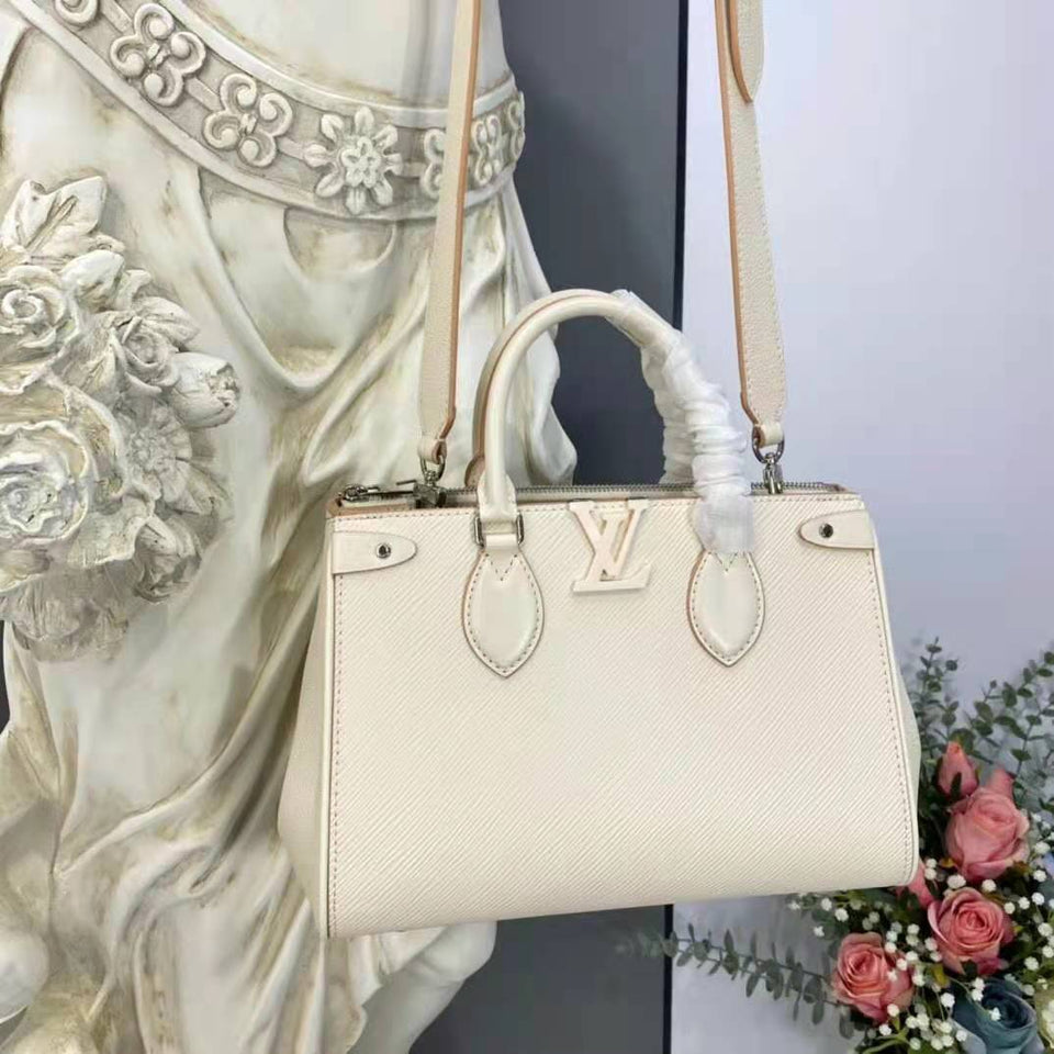 Louis Vuitton LV Women Grenelle Tote MM Bag Galet Gray Epi Grained Cowhide Leather