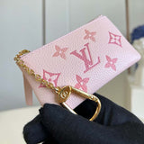 Louis Vuitton LV Women Key Pouch Pink Monogram Empreinte Embossed Supple Grained Cowhide Leather Clutch