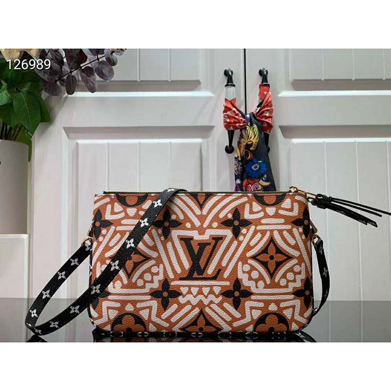 Louis Vuitton LV Women LV Crafty Double Zip Pochette Monogram Coated Canvas Clutch