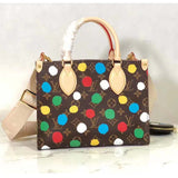 Louis Vuitton LV Women LV x YK OnTheGo PM Monogram Coated Canvas 3D Painted Dots Print Tote