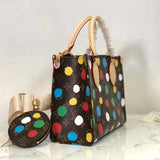 Louis Vuitton LV Women LV x YK OnTheGo PM Monogram Coated Canvas 3D Painted Dots Print Tote