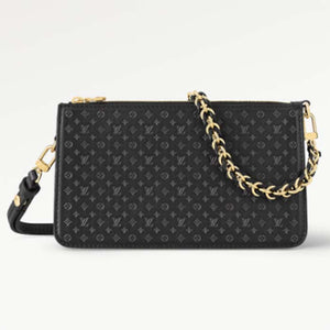 Louis Vuitton LV Women Lexington Pouch Black Monogram-Embossed Calf Leather Clutch
