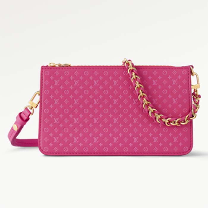 Louis Vuitton LV Women Lexington Pouch Rose Pink Monogram-Embossed Calf Leather Clutch