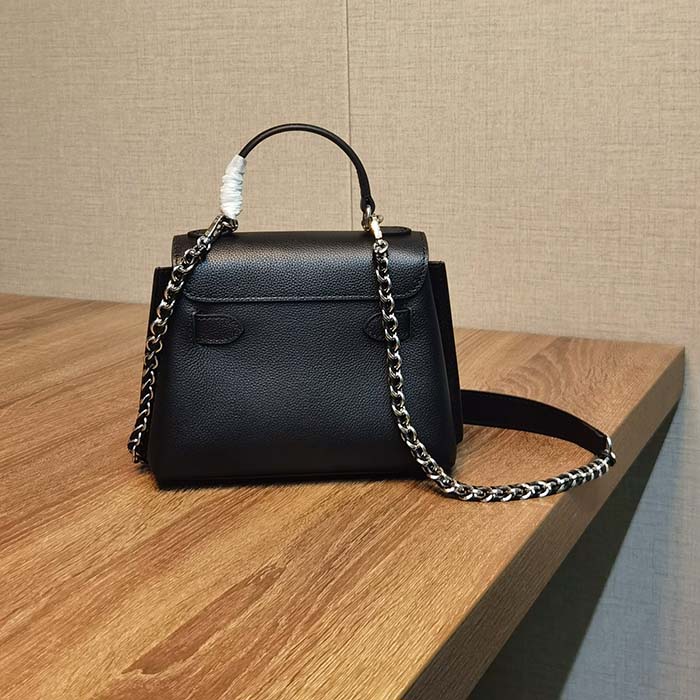 Louis Vuitton LV Women Lockme Ever Mini Handbag Black Grained Calf Leather
