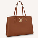 Louis Vuitton LV Women Lockme Shopper Chataigne Brown Grained Calf Leather Handbag