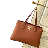 Louis Vuitton LV Women Lockme Shopper Chataigne Brown Grained Calf Leather Handbag