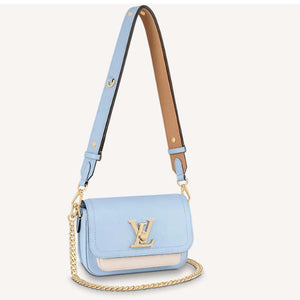 Louis Vuitton LV Women Lockme Tender Bleu Nuage Blue Grained Calf Leather Handbag