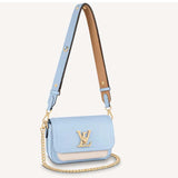 Louis Vuitton LV Women Lockme Tender Bleu Nuage Blue Grained Calf Leather Handbag