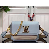 Louis Vuitton LV Women Lockme Tender Bleu Nuage Blue Grained Calf Leather Handbag
