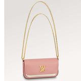 Louis Vuitton LV Women Lockme Tender Pochette Trianon Pink Quartz White Grained Calf Clutch