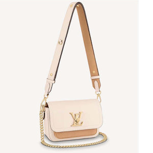 Louis Vuitton LV Women Lockme Tender Quartz White Grained Calf Leather Handbag