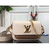Louis Vuitton LV Women Lockme Tender Quartz White Grained Calf Leather Handbag
