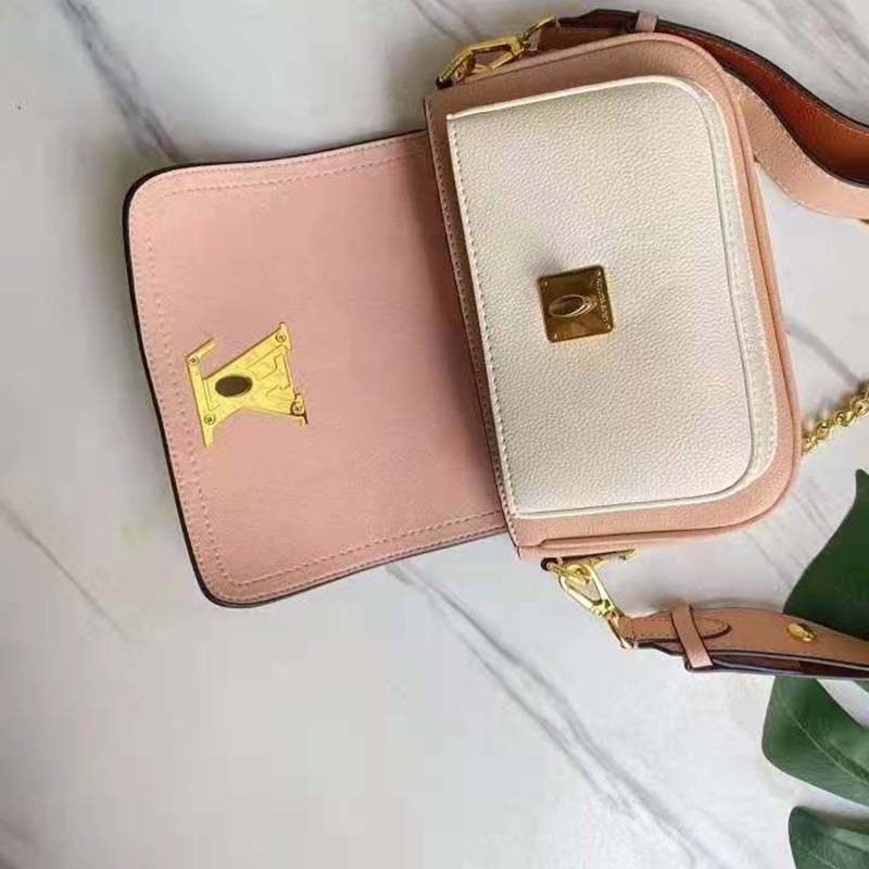 Louis Vuitton LV Women Lockme Tender Rosewater Pink Grained Calf Leather Handbag
