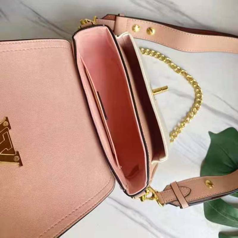 Louis Vuitton LV Women Lockme Tender Rosewater Pink Grained Calf Leather Handbag