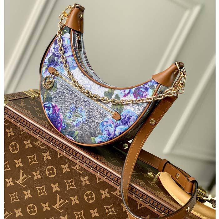 Louis Vuitton LV Women Loop Baguette Handbag Blue Coated Canvas